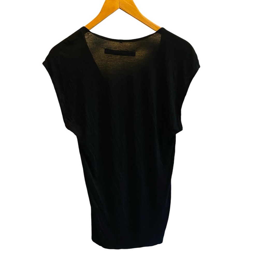 ENZA COSTA Black V Neck Rayon Silk Tee Shirt - Picture 2 of 6